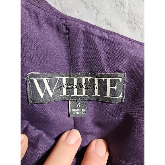 White by Vera Wang Formal Gown Sz. 6 Amethyst Ruffles Lining Floor Length Bridal - Picture 4 of 16